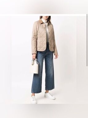 Barbour Deveron Quilted Tartan Jacket Tan Size 4